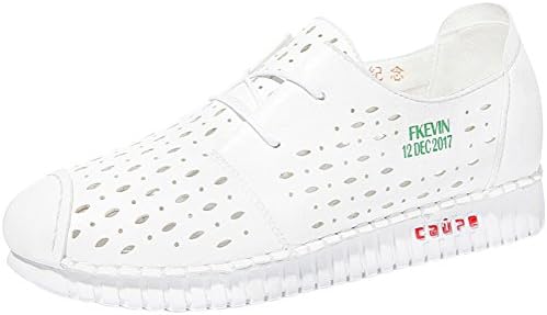 Passionow Women's Comfortable Breathable Soft Lace-Up Round Toe Flat Casual Fashion Sneakers (6 B(M)US,White)