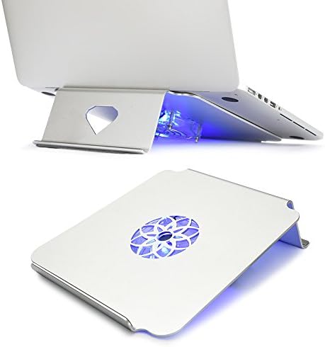 LONGKO Premium Quality Aluminium Laptop Stand Tablet with Cooling Quiet Fan, Ventilated Notebook Stand with USB Powered - Double Angle Tablet Holder for Macbook Notebook and iPad iPhone Cell Phone