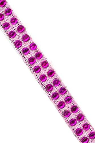BEEKLEY BOWS Iron On Craft Sewing Trim for Apparel, Accessories, Decor, and Embellishmments (1/4" Two Row Rhinestone Trim, Hot Pink)