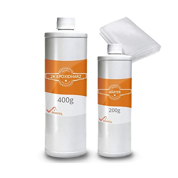 Epoxidharz mit HÃ¤rter, GFK Reparatur Set fÃ¼r Boot, Auto, Modellbau, Fahrzeugbau - 0,6KG mit Rovinggewebe Glasgewebe 160g/qm - BEKATEQ BK-170EP
