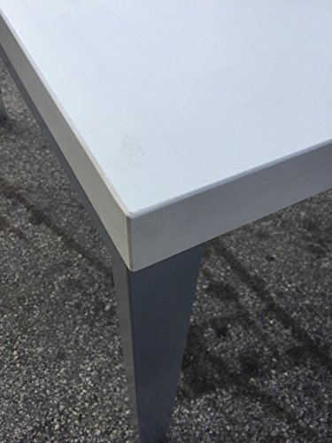 Modern contemporary WHITE-GRAY 8 ft by 4ft conference table 2" thick with a steel base- grommet hole for wire management