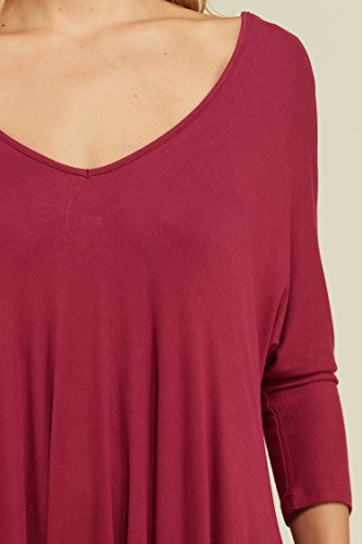 Annabelle Women's Plus Size Knit Back Cross Jumpsuit Featuring 3/4 Sleeve Harem Bottom Side Pockets and Relaxed Berry XX-Large J8002P - Thumbnail 3