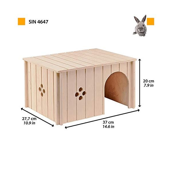Ferplast-Sin-4647-Rabbit-House-37-x-277-x-20-cm Ferplast Rabbit House, Guinea Pig Wooden House, Small Pet House, FSC Certificated Wood, 37 x 27,7 x 20 cm