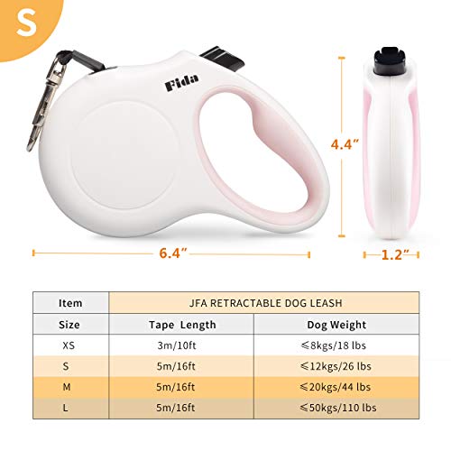 Fida Retractable Dog Leash, 16 ft Dog Walking Leash for Small Dogs up