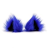Pawstar Clip In Furry Kitty Mew Ears Hair Clips On - Blue