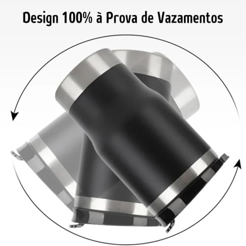Caneca Porta Latas 4 em 1 Inox Térmica a Vácuo para Long Neck 355ml - Preto