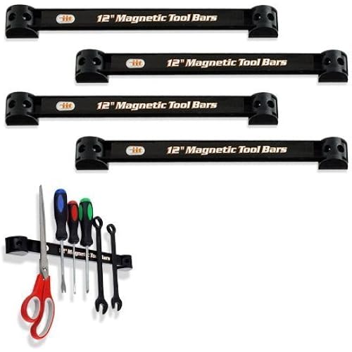 4pc Heavy-Duty 12" Magnetic Tool Organizer Racks - The Most Efficient Tool Storage Method!