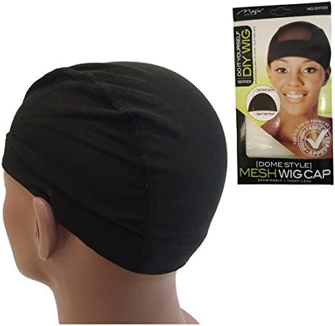 Wigood 2 Pack Mesh Spandex Dome Wig Cap(Black)