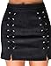 PROGRACE Sexy High Waist Criss Cross Young Girl Faux Suede Keep Warm Mini Skirt Black L