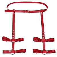 KONVINIT Leg Harness Caged Holster Garters Harajuku Waist Gothic Rings Belt for Women Rave Outfits Red