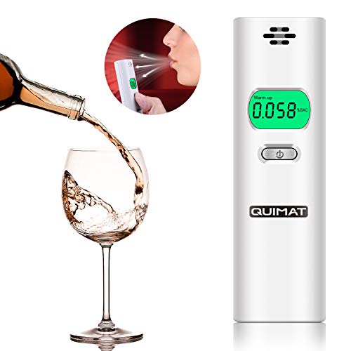 Quimat Breathalyzer, Portable Breath Alcohol Tester, Digital Battery Power Alcohol Detector with LCD Display for Personal & Professional Use