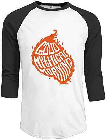 R Hot Men's Good Mythical Morning Jersey Baseball T Shirt Neck Cotton Blend 3/4 Black