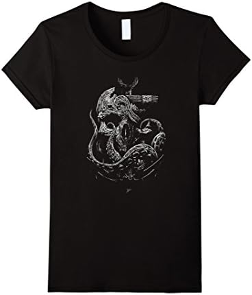 Womens Rock Skulll and Octopus Heavy Metal Tshirt Small Black