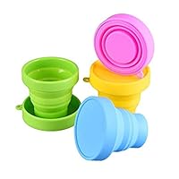 Silicone Collapsible Travel Cup - Food Grade Silicone & PP BPA Free Silicone Folding Camping Cup with Lids - Expandable Drinking Cup Set - Portable, Graduated for Outdoor Camping and Hiking