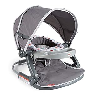 Fisher-Price Travel Baby Chair On-The-Go Sit-Me-Up Floor Seat with Snack Tray and Canopy for Outdoor Use, Arrows Away