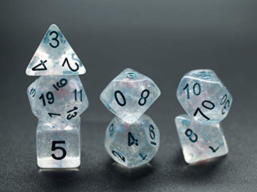 HD Dice DND RPG Polyhedral Dice Set for Dungeons and Dragons Pathfinder D&D MTG Role Playing Game Purple Transparent Dice with Color Changing Glitter 7-Die Group (Light Green)