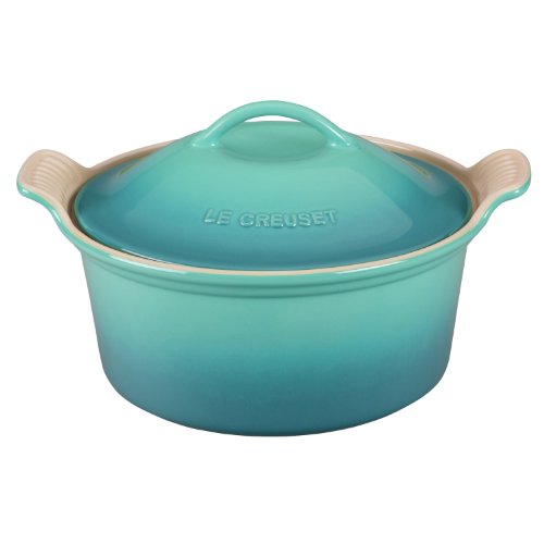 Click Here to See More Images Le Creuset Stoneware Heritage Covered Round Casserole, 3-Quart, Caribbean