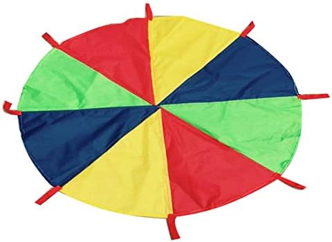 Greatangle 3.6m Outdoor Children's Early Education System Toy Rainbow Parachute Multi-Coloured Kids Play Parachute 8 Handles Kid Toy