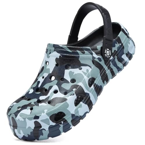 Boys Girls Classic Black Camouflage Kids Clogs Shoes