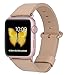 JSGJMY Apple Watch Band 38mm Leather Replacement Strap for iWatch Series 3/Series 2/Series 1/Edition/Sport(Beige+Rose Gold Buckle)