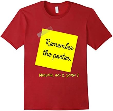 Men's Shakespeare Macbeth Porter Quote Novelty Tee Shirt Gift Large Cranberry