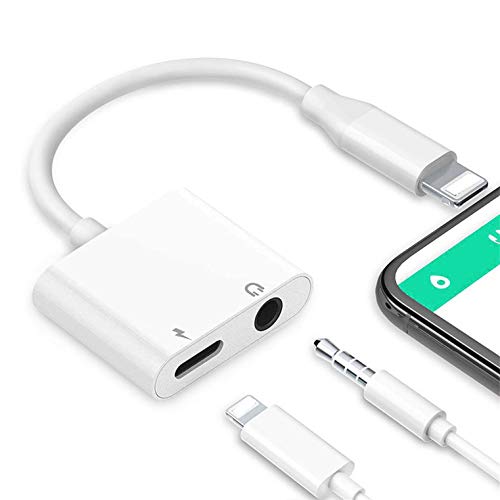 Headphones Adapter for iPhone 8/ X/XS MAX/XR/ 8 Plus/ 7/7 Plus for iPhone Charger 3.5mm Adaptor Jack Dongle Earphone Convertor 2 in 1 Music Charger Cables Charge + Audio Support iOS 12
