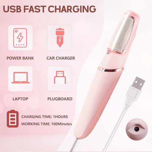 ZABOUL Electric Foot File,Professional Rechargeable Hard Skin Remover Foot Electric Kit for Dead Dry Cracked Callus Skin Heels,Effective Pedicure Tools with Replacement Roller Heads Storage Bag(Pink)