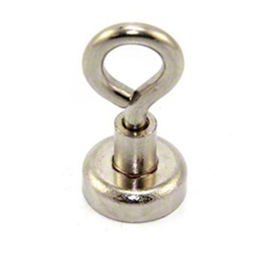 Neodymium Clamping Magnet with M4 Eyebolt for Hanging, Holding or Displaying Items - 16mm Diameter x 32mm High - 9.7kg Pull