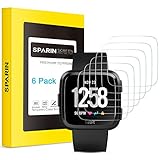 [6 Pack] SPARIN Screen Protector for Fitbit Versa/Versa Lite Edition Smartwatch - Upgraded Tempered Glass/Scratch Resistant/Bubble Free