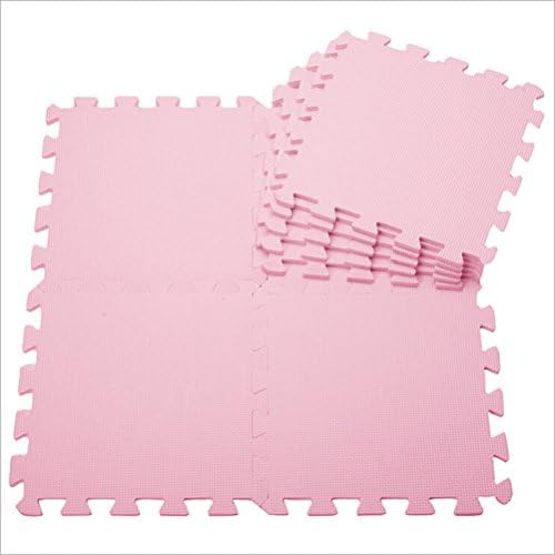 Ensunpal 9pcs Soft EVA Foam Floor Mats Interlocking Foam Exercise Gym Decor for Baby Room,Pink