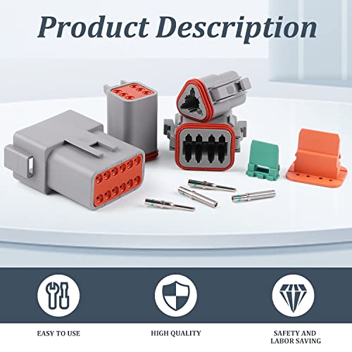 Newdeli 338 pcs Deustch Connector Kit 2 3 4 6 8 12 Pin Connectors with Deutsch Crimping Tool and DT Connector Removal Tool Size 16 Solid Terminal Contacts(14-20AWG)
