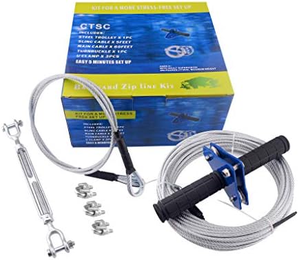 CTSC 60 Foot Zip Line Kit for Kids and Adult(Less Then 250lb) (60 Foot B)