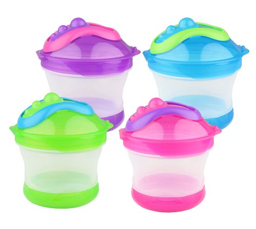 Set of 4 - Snack Slider / Food Catcher / Cereal Dispenser / Chip Keeper, 9 Oz. Container