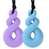 PRETTY SEE Chewing Necklace Calming Chewelry Chew Necklace Autism Oral Motor Special Needs Kids, Pack of 2, Purple & Blue