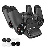 PECHAM DualShock 4 Dual Charger Dock Mini PS4 Controller Charging Station With LED Indicator Black