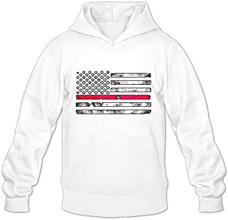 My Century Union Men's Fashion Hoodie Hooded Pullover Sweatshirt Big Red Thin Line American Flag White XX-Large