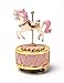 HoneyGifts Luxury Carousel Music Box, Happy Pony Design, for Kids (Pink & Gold)