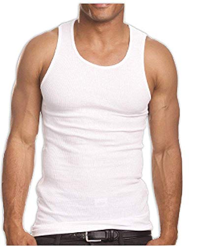 ToBeInStyle Men's A-Shirt Tank Top Muscle Shirt - Large - White