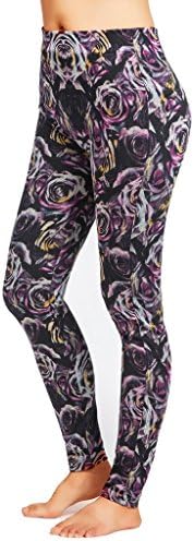 Afrodita Women's Printed Leggings Active Workout Gym Yoga Pants (Purple Rose,L/XL)