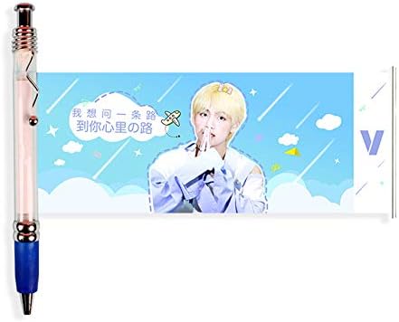 XiangYueLi Kpop BTS Blackpink EXO GOT7 Twice Wanna ONE Ballpoint Pen Bangtan Boys Stationery Black Ink Gel Pen with Cute Photo Novelty Fans Gift (V-1)