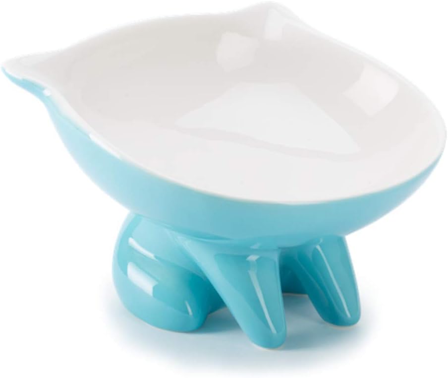 ViviPet Q Bowls and Big Head Water Bowl for Cat and Dog Under 20 Pound (Blue, Q Bowl) 5.5 x 6 x 4.3 inch