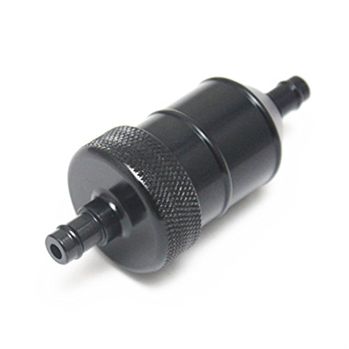 E-Bro Aluminum Fuel Filter Washable Motorcycle Reusable 1/4" 5/16" (Black)
