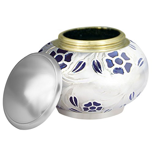 Small Cremation Urn Keepsake - Mini Funeral Urn for Human Ashes - Brass and Hand Engraved -Fits Small Amount of Cremated Remains -Display Burial Urn at Home/Office (Mushroom Shaped, Baby Urn Memorial