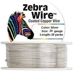 Zebra Coated Copper Wire Silver 24 Gauge 20 Yards