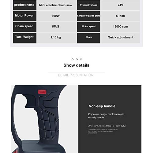 Mtianxy 24V / 36V 5 Zoll Mini Elektrische Kettensäge Mini Elektrische Handkettensäge mit 2 Batterien, 1 Aufladen – Bild 7