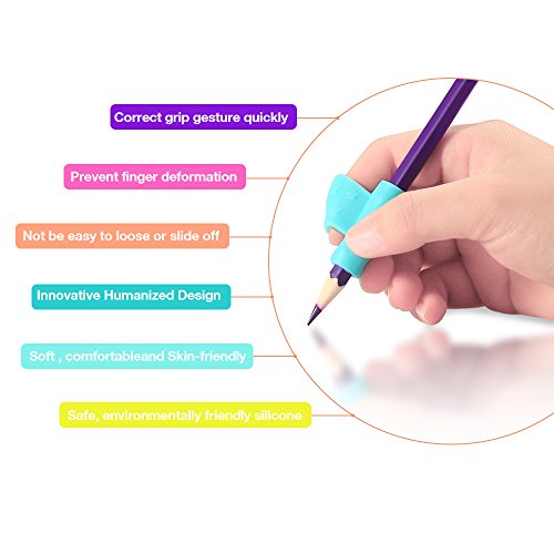 Pencil Grip,Geekper 6Pcs Writing Aid Grip Posture Correction Tool Children Pencil Holder Pen Writing Aid Grip Posture Correction Tools (Mult-color)