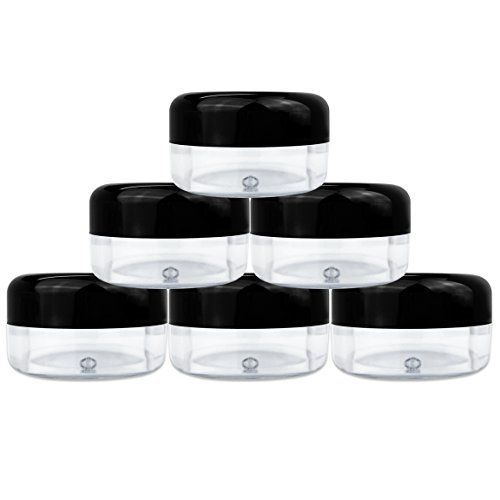 (Quantity: 12 Pieces) Beauticom 15G/15ML (0.5oz) Clear Round Jar with Black Lids for Cosmetics, Medication, Lab and Field Research, Beauty and Health Aids - BPA Free