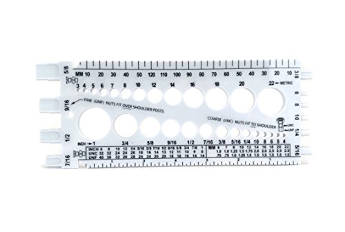 Nut and Bolt Gauge , Metric, UNC, UNF, with Thread Pitch on Back(3 Colors to Choose From in Listing) (WHITE)