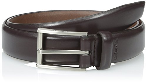 Calvin Klein Men's 31mm Feather Edge Semi Shine Belt, Brown, 36