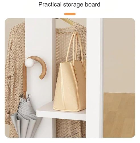 Full length mirror, HD 360° Rotating Floor Standing Rounded Mirrors with Coat Hanger & Shelf, Fitting Mirrors, Wooden Rotatable Mirror, Living Room Entrance Dressing Mirror (Style-C1)